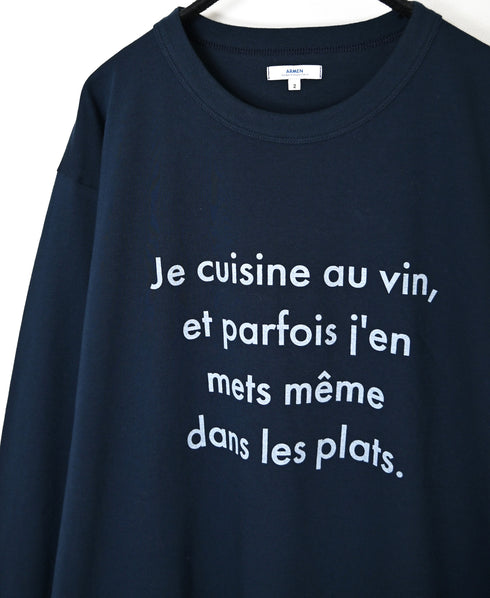 NFA2351P48 "CUISINE" COTTON JERSEY CREW NECK OVERSIZE L/SL T-SHIRT WITH CUFF