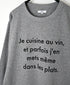 NFA2351P48 "CUISINE" COTTON JERSEY CREW NECK OVERSIZE L/SL T-SHIRT WITH CUFF