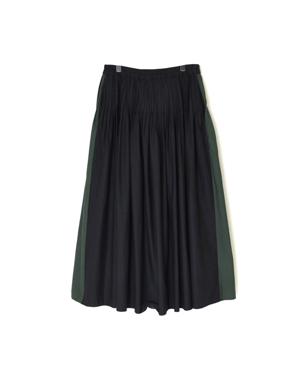 NMDS24641 40s ORGANIC POPLIN (PATCHWORK) PINTUCK FLARED SKIRT WITH PATCH WORK