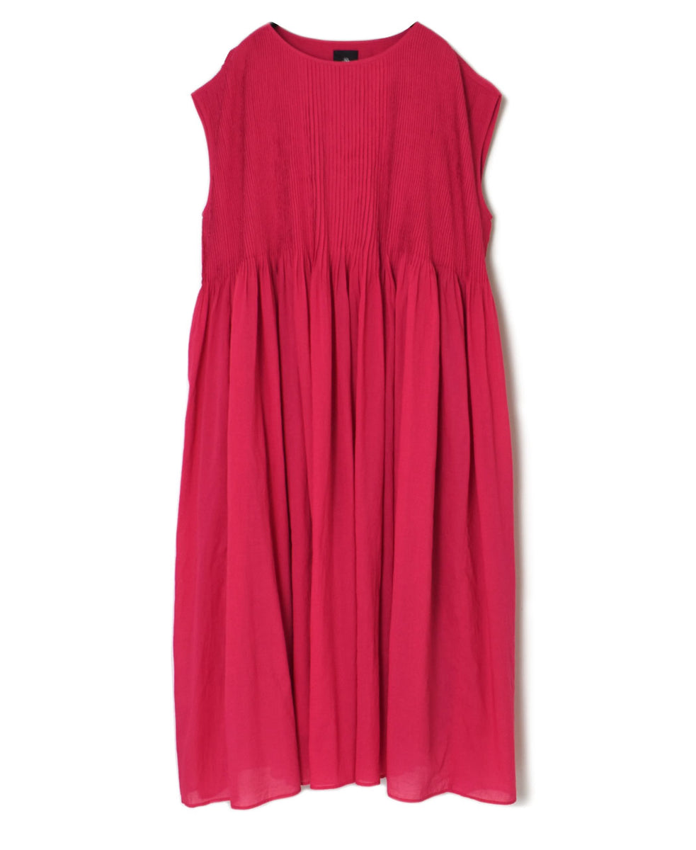 NMDS25312 80s ORGANIC COTTON VOILE PLAIN MINI PINTUCK F/SL DRESS