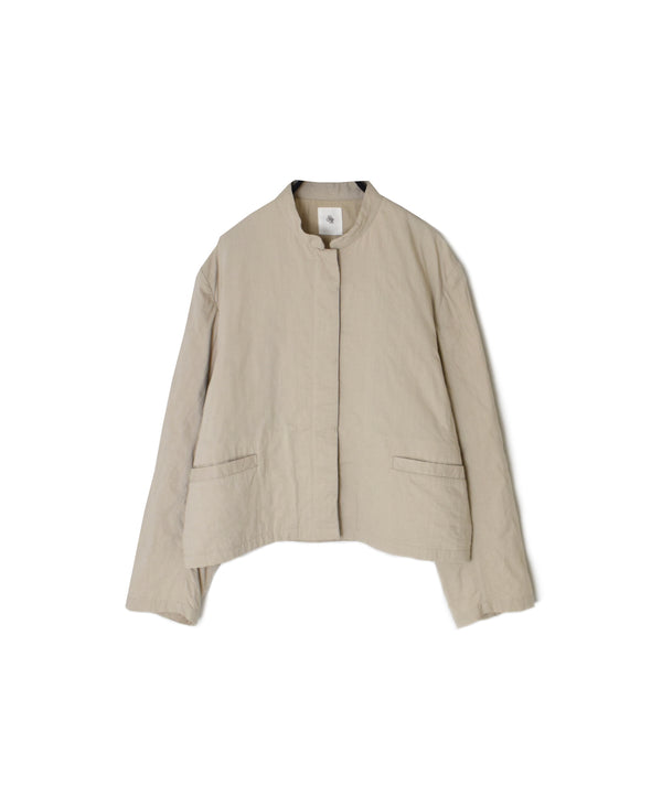 NMDS26211 60s STITCHED ORGANIC CAMBRIC STAND COLLAR FLY FRONT JACKET