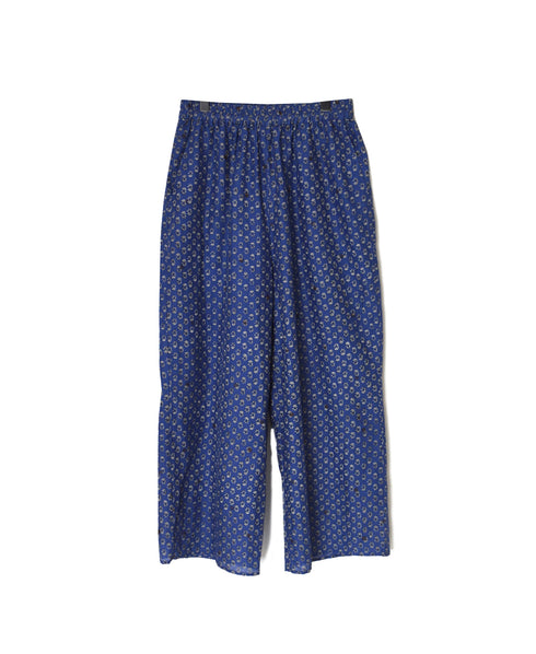 NMDS26255 80s VOILE SMALL GENTIANA BLOCK PRINT EASY PANTS