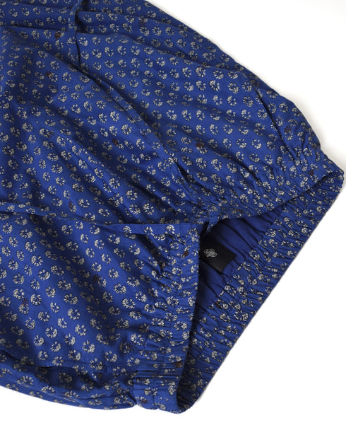 NMDS26255 80s VOILE SMALL GENTIANA BLOCK PRINT EASY PANTS