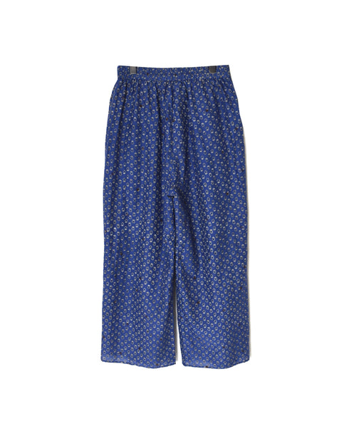 NMDS26255 80s VOILE SMALL GENTIANA BLOCK PRINT EASY PANTS