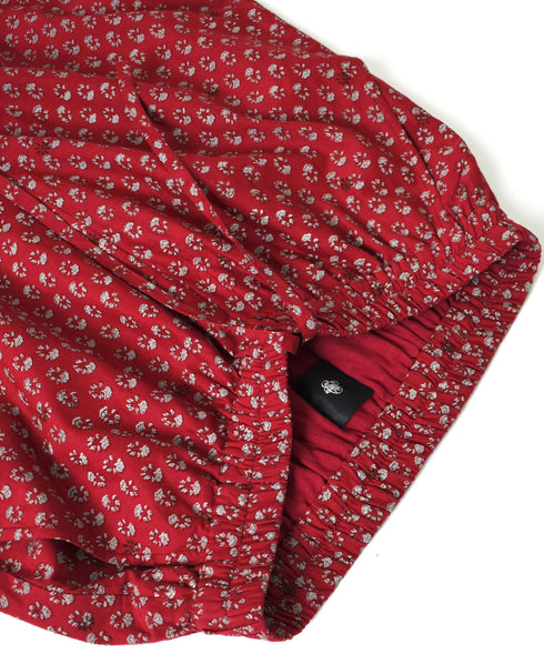 NMDS26255 80s VOILE SMALL GENTIANA BLOCK PRINT EASY PANTS