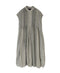 NMDS26264D ORGANIC COTTON/LINEN PATCHWORK OVERDYE BANDED F/SLEEVE SHIRT DRESS WITH MINI PINTUCK