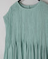 NMDS26503D 80s ORGANIC DOBIE CHECK OVERDYE CREW-NECK F/SL DRESS WITH PINTUCK