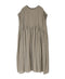 NMDS26503D 80s ORGANIC DOBIE CHECK OVERDYE CREW-NECK F/SL DRESS WITH PINTUCK