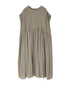 NMDS26503D 80s ORGANIC DOBIE CHECK OVERDYE CREW-NECK F/SL DRESS WITH PINTUCK