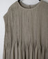 NMDS26503D 80s ORGANIC DOBIE CHECK OVERDYE CREW-NECK F/SL DRESS WITH PINTUCK