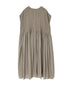 NMDS26503D 80s ORGANIC DOBIE CHECK OVERDYE CREW-NECK F/SL DRESS WITH PINTUCK