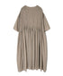 NMDS26504D 80s ORGANIC DOBIE CHECK OVERDYE CREW-NECK BUTTON SHIRT MAXI DRESS WITH PINTUCK