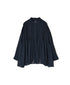 NMDS26512D 80s ORGANIC VOILE STRIPE (OVERDYE) MINI PINTUCK BANDED SHIRT