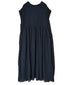 NMDS26513D 80s ORGANIC VOILE STRIPE (OVERDYE) CREW-NECK F/SL DRESS WITH PINTUCK