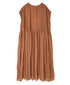 NMDS26513D 80s ORGANIC VOILE STRIPE (OVERDYE) CREW-NECK F/SL DRESS WITH PINTUCK