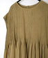 NMDS26513D 80s ORGANIC VOILE STRIPE (OVERDYE) CREW-NECK F/SL DRESS WITH PINTUCK