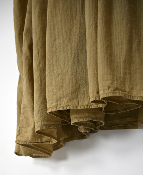 NMDS26513D 80s ORGANIC VOILE STRIPE (OVERDYE) CREW-NECK F/SL DRESS WITH PINTUCK