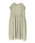 NMDS26513D 80s ORGANIC VOILE STRIPE (OVERDYE) CREW-NECK F/SL DRESS WITH PINTUCK