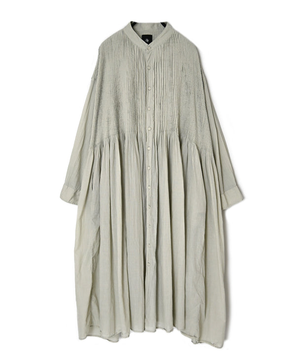 NMDS26514D 80s ORGANIC VOILE STRIPE (OVERDYE) BANDED SHIRT DRESS WITH MINI PINTUCK