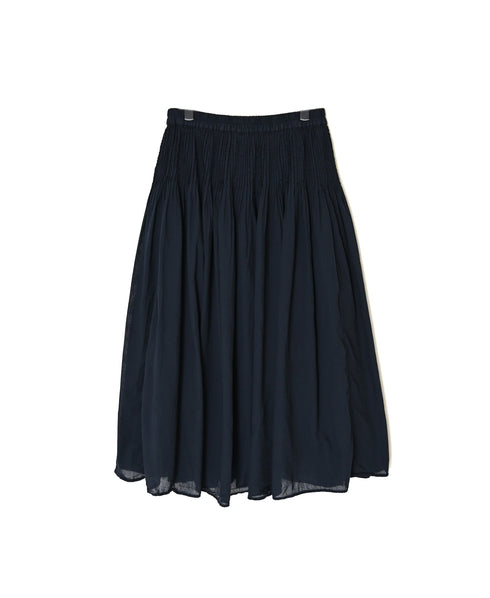 NMDS26515D 80s ORGANIC VOILE STRIPE (OVERDYE) MINI PINTUCK FLARED SKIRT