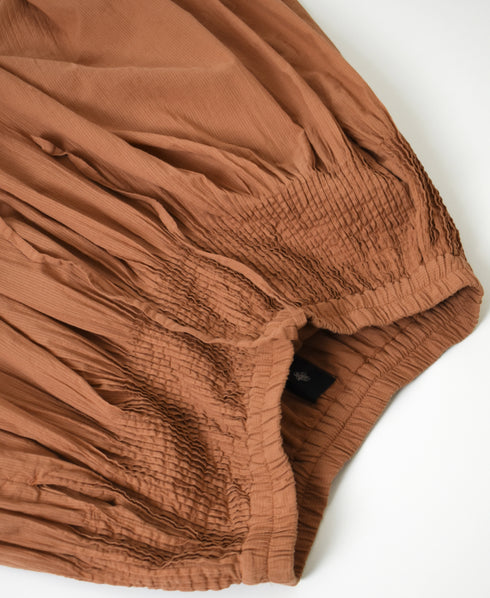 NMDS26515D 80s ORGANIC VOILE STRIPE (OVERDYE) MINI PINTUCK FLARED SKIRT