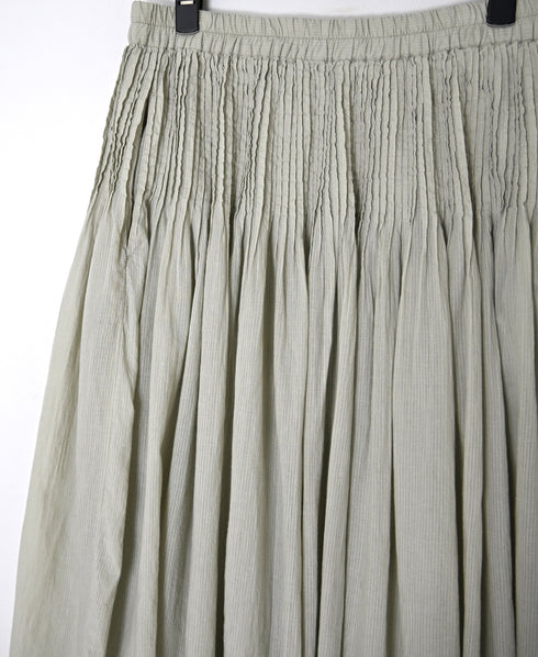 NMDS26515D 80s ORGANIC VOILE STRIPE (OVERDYE) MINI PINTUCK FLARED SKIRT