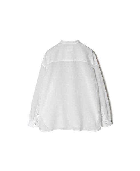 NMDS26521 60s ORGANIC CAMBRIC WITH EMB BANDED COLLAR PINTUCK & EMB SHIRT