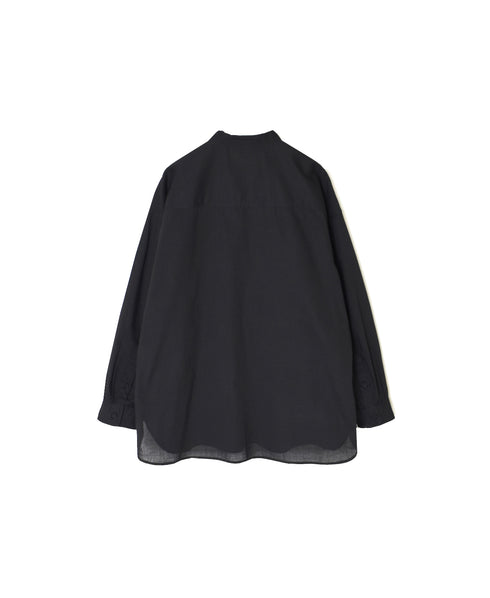 NMDS26521 60s ORGANIC CAMBRIC WITH EMB BANDED COLLAR PINTUCK & EMB SHIRT