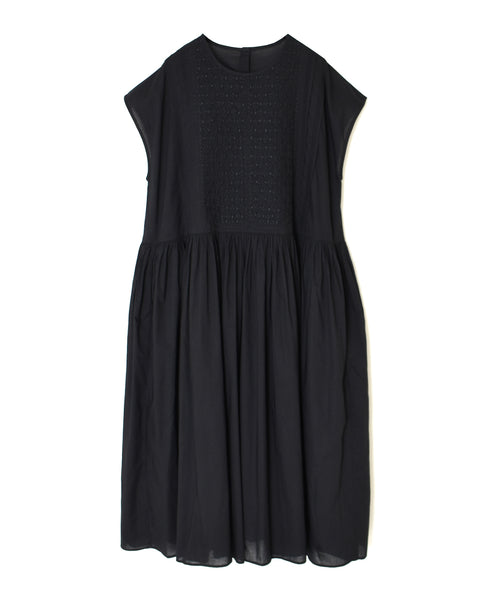 NMDS26523 60s ORGANIC CAMBRIC WITH EMB FRENCH/SL BACK OPENING DRESS