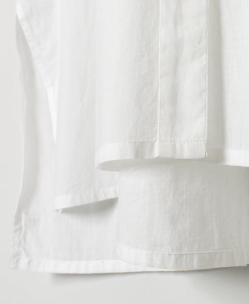NMDS26524 60s ORGANIC CAMBRIC WITH EMB BANDED COLLAR MAXI SHIRT