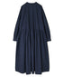 NMDS26534 60s ORGANIC POPLIN PLAIN GATHERED V-NECK DRESS