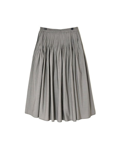 NMDS26535 60s ORGANIC POPLIN PLAIN PINTUCK FLARED SKIRT