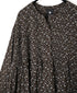 NMDS26542 80s ORGANIC VOILE GENTIANA BLOCK PRINT CREW-NECK BUTTON SHIRT WITH PINTUCK