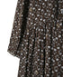 NMDS26544 80s ORGANIC VOILE GENTIANA BLOCK PRINT BANDED COLLAR DRESS WITH RAJASTHAN GATHER