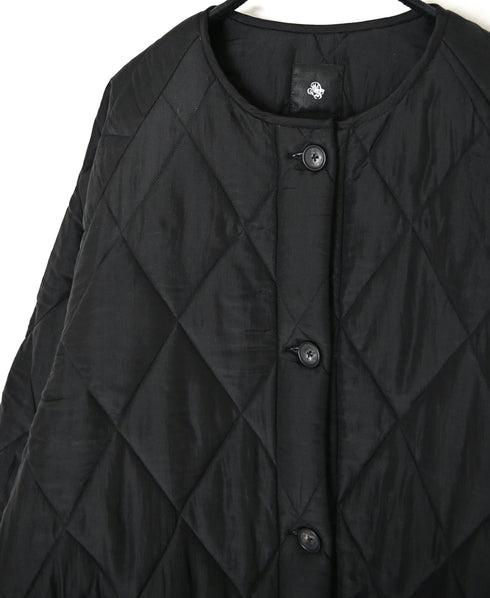 NMDS26551 BANGALORE SILK PLAIN PADDED C-NECK SHORT COAT