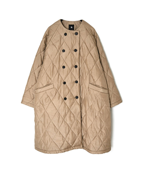 NMDS26552 BANGALORE SILK PLAIN PADDED NO COLLAR DOUBLE COAT