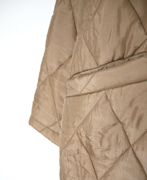 NMDS26552 BANGALORE SILK PLAIN PADDED NO COLLAR DOUBLE COAT