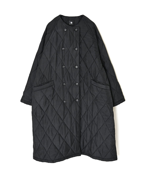 NMDS26552 BANGALORE SILK PLAIN PADDED NO COLLAR DOUBLE COAT