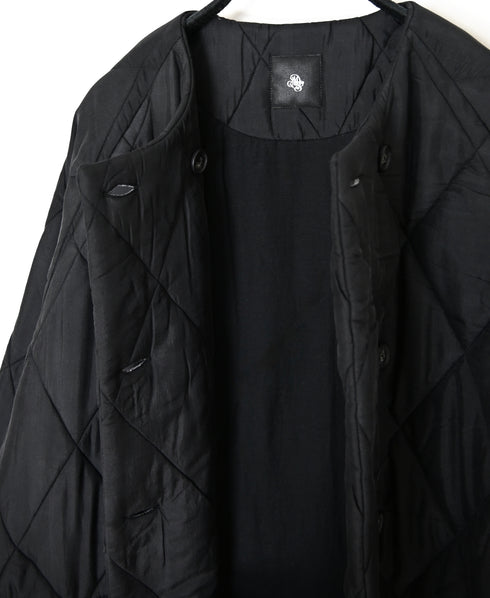 NMDS26552 BANGALORE SILK PLAIN PADDED NO COLLAR DOUBLE COAT