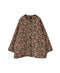 NMDS26561 BANGALORE SILK FLOWER PRINT PADDED C-NECK SHORT COAT