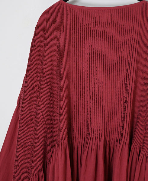 NMDS26602D ORGANIC MICRO CHK&VOILE PLAIN PATCHWORK OVERDYE PINTUCK PULLOVER DRESS