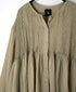 NMDS26603D ORGANIC MICRO CHK&VOILE PLAIN PATCHWORK OVERDYE CREW-NECK BUTTON SHIRT WITH PINTUCK