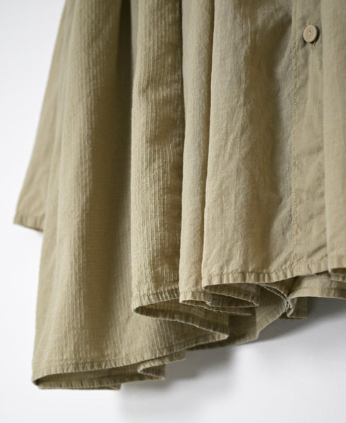 NMDS26603D ORGANIC MICRO CHK&VOILE PLAIN PATCHWORK OVERDYE CREW-NECK BUTTON SHIRT WITH PINTUCK