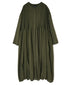 NMDS26604D ORGANIC MICRO CHK&VOILE PLAIN PATCHWORK OVERDYE CREW-NECK BUTTON SHIRT MAXI DRESS WITH PINTUCK