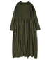 NMDS26604D ORGANIC MICRO CHK&VOILE PLAIN PATCHWORK OVERDYE CREW-NECK BUTTON SHIRT MAXI DRESS WITH PINTUCK