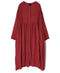 NMDS26604D ORGANIC MICRO CHK&VOILE PLAIN PATCHWORK OVERDYE CREW-NECK BUTTON SHIRT MAXI DRESS WITH PINTUCK
