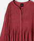 NMDS26604D ORGANIC MICRO CHK&VOILE PLAIN PATCHWORK OVERDYE CREW-NECK BUTTON SHIRT MAXI DRESS WITH PINTUCK
