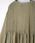 NMDS26604D ORGANIC MICRO CHK&VOILE PLAIN PATCHWORK OVERDYE CREW-NECK BUTTON SHIRT MAXI DRESS WITH PINTUCK
