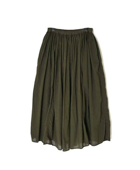 NMDS26605D ORGANIC MICRO CHK&VOILE PLAIN PATCHWORK OVERDYE RAJASTHAN GATHERED SKIRT