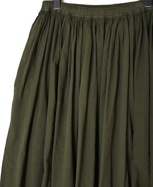 NMDS26605D ORGANIC MICRO CHK&VOILE PLAIN PATCHWORK OVERDYE RAJASTHAN GATHERED SKIRT